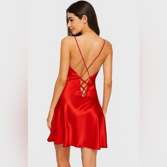 Other - 🛍️SALE🛍️ Satin Chemise Sexy Red Nightgown